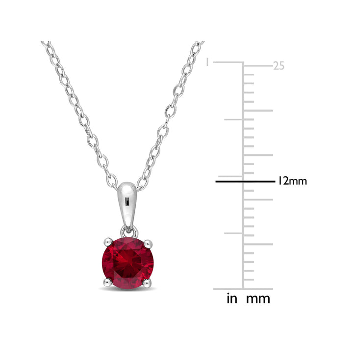 1.00 Carat (ctw) Garnet Solitaire Pendant Necklace in Sterling Silver with Chain Image 3