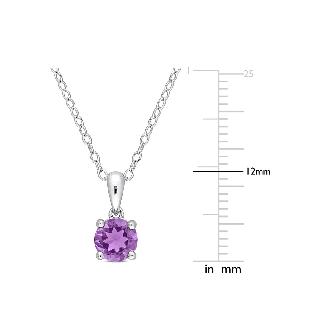 3/5 Carat (ctw) Amethyst Solitaire Pendant Necklace in Sterling Silver with Chain Image 3