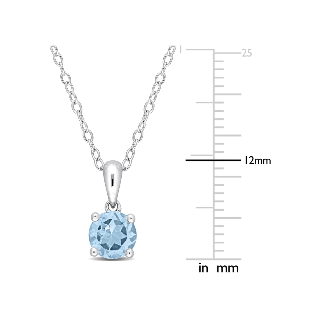 1.00 Carat (ctw) Blue Topaz Solitaire Pendant Necklace in Sterling Silver with Chain Image 3
