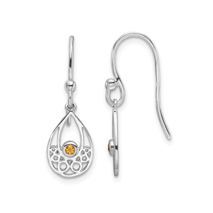 1/20 Carat (ctw) Citrine Dangle Drop Earrings in Sterling Silver Image 1