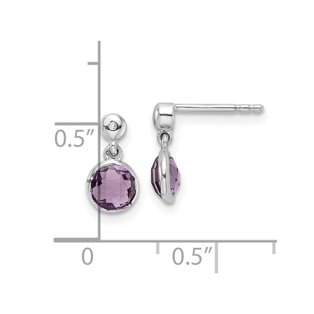 9/10 Carat (ctw) Amethyst Dangle Earrings in Sterling Silver Image 2