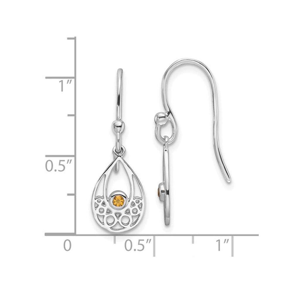 1/20 Carat (ctw) Citrine Dangle Drop Earrings in Sterling Silver Image 3