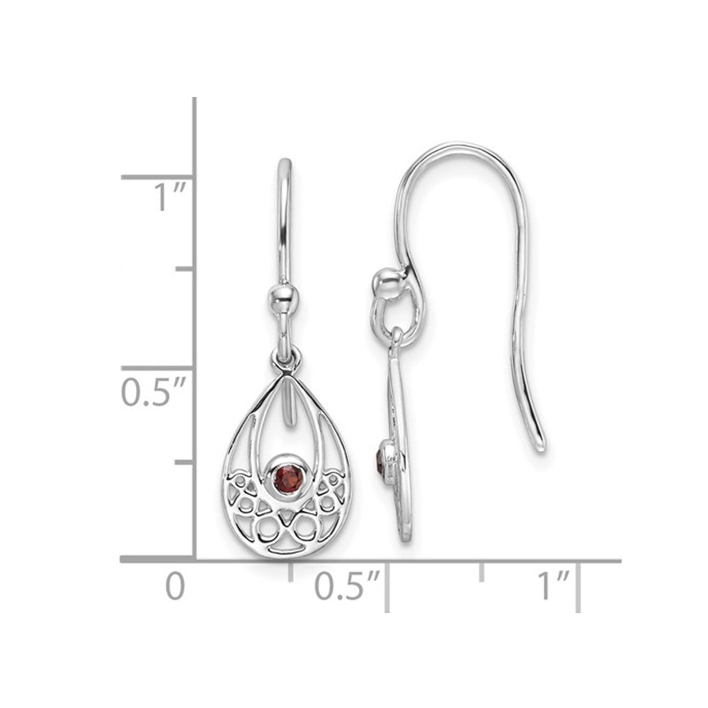 1//10 Carat (ctw) Garnet Dangle Drop Earrings in Sterling Silver Image 4
