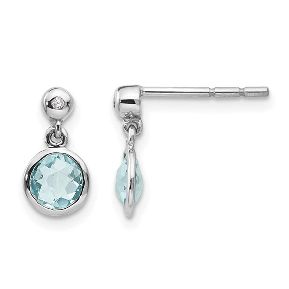 1.00 Carat (ctw) Blue Topaz Dangle Earrings in Sterling Silver Image 1