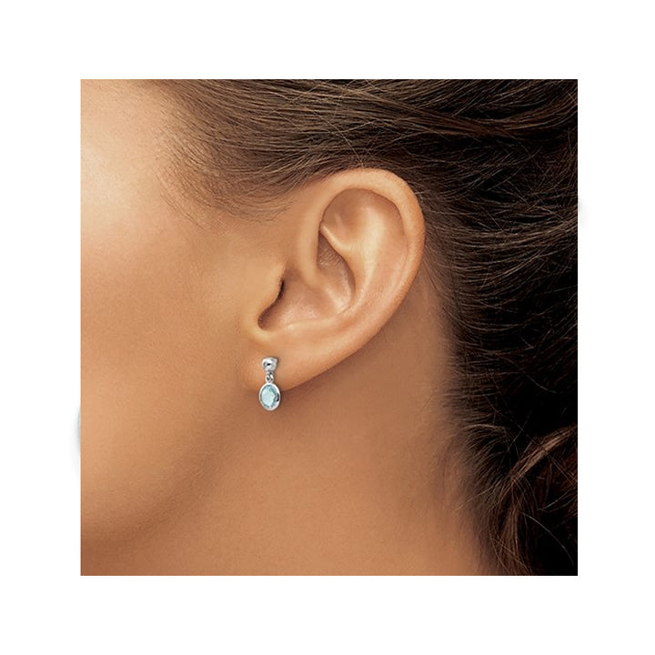 1.00 Carat (ctw) Blue Topaz Dangle Earrings in Sterling Silver Image 3