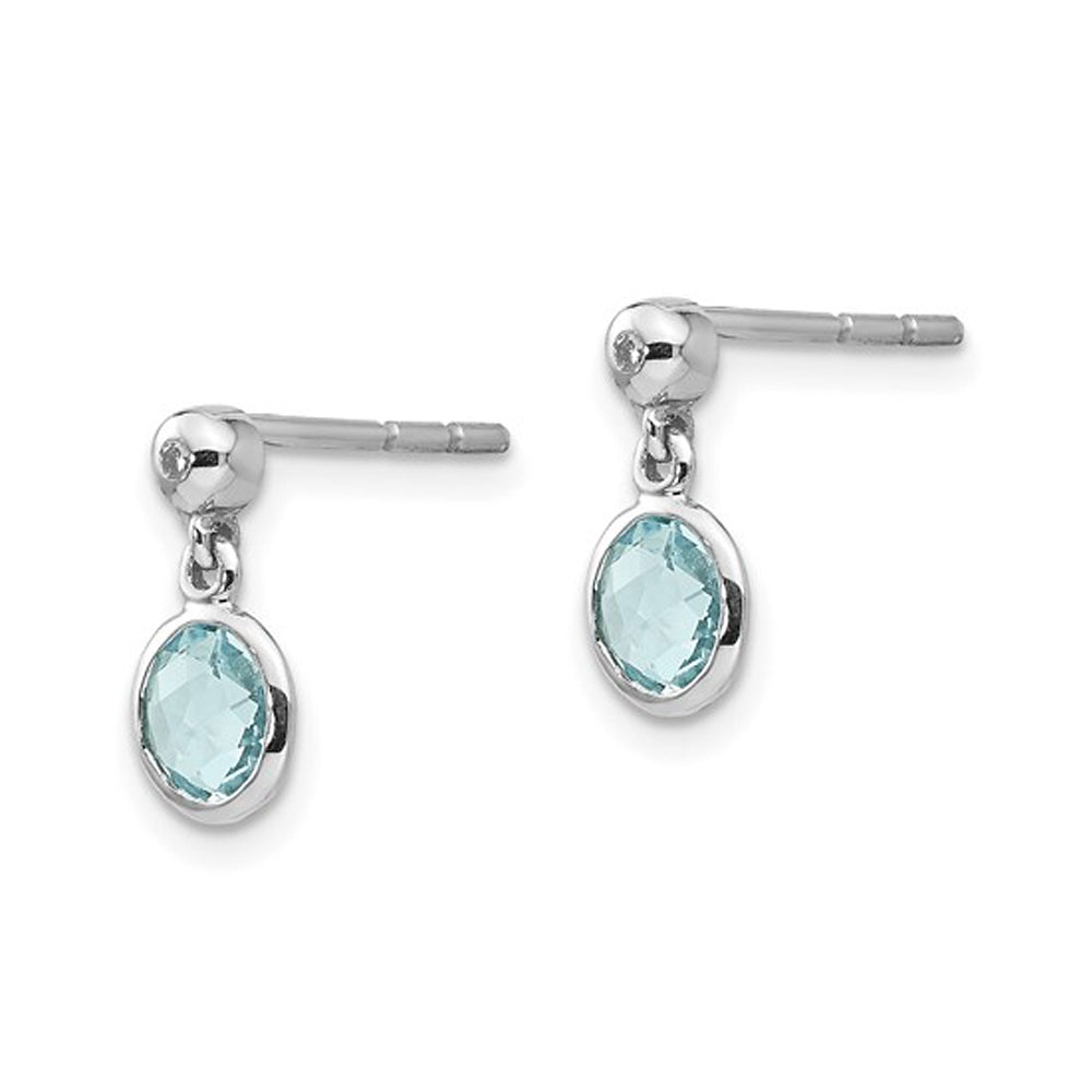 1.00 Carat (ctw) Blue Topaz Dangle Earrings in Sterling Silver Image 4