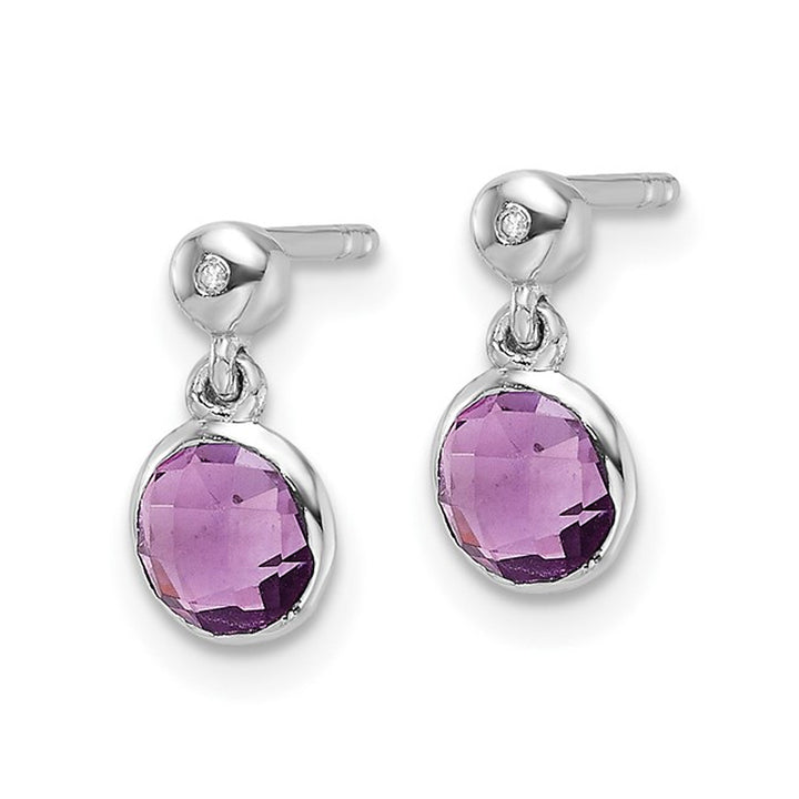 9/10 Carat (ctw) Amethyst Dangle Earrings in Sterling Silver Image 3