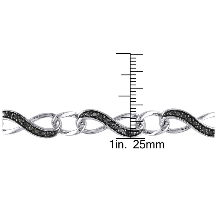 1/4 Carat (ctw) Black Diamond Tennis Infinity Bracelet in Sterling Silver (7 Inches) Image 3