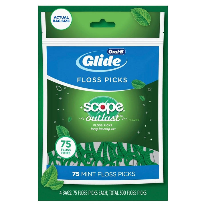 Oral-B Glide Floss PicksScope Outlast. 75 Count/Pack4 Packs (300 Total) Image 1