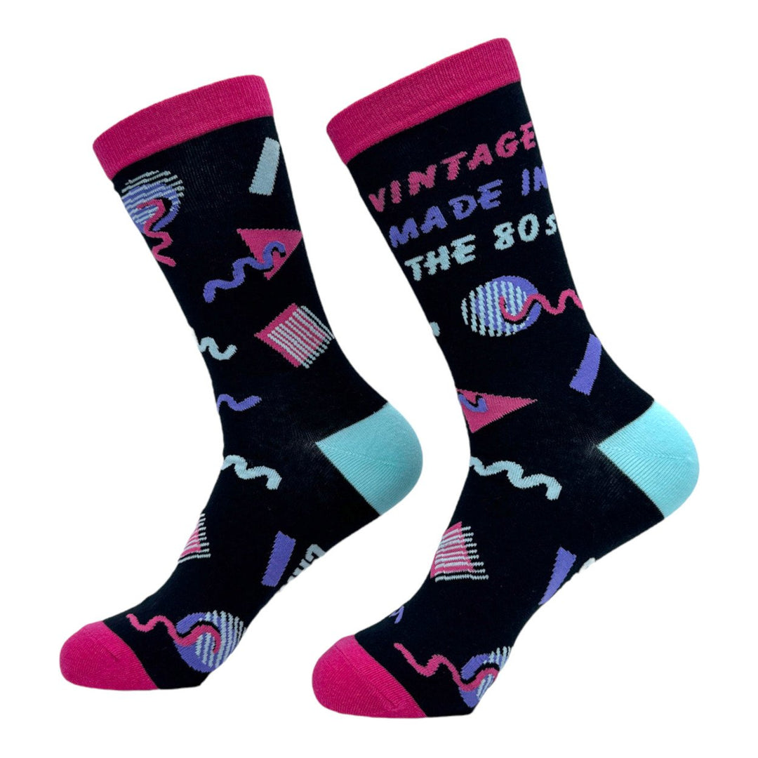 Womens Vintage Made In The 80s Socks Funny Cool Old School Footwear Image 2