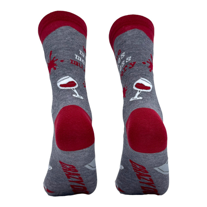 Womens Wine Makes Me Less Murdery Socks Funny Killer Drinking Footwear Image 6