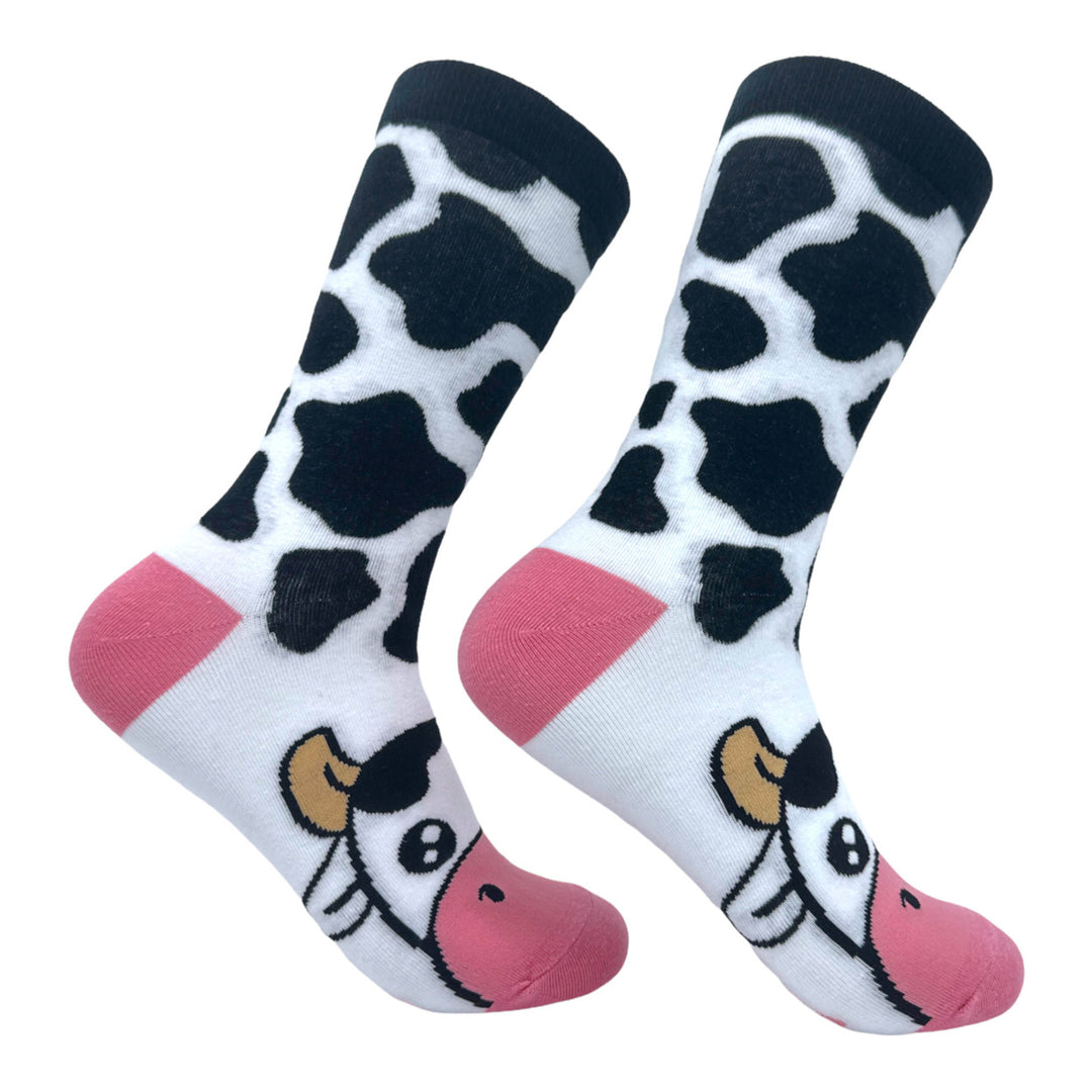 Womens Cow Socks Funny Cute Adorable Milking Moo Cattle Footwear Image 1