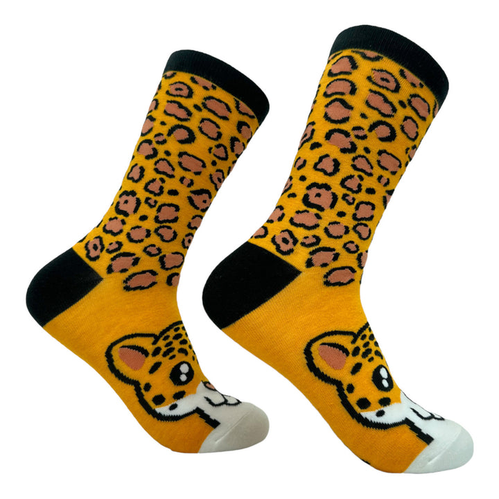 Womens Cheetah Socks Funny Cute Leopard Print Footwear Image 1