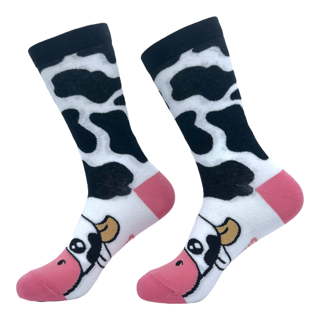 Womens Cow Socks Funny Cute Adorable Milking Moo Cattle Footwear Image 2