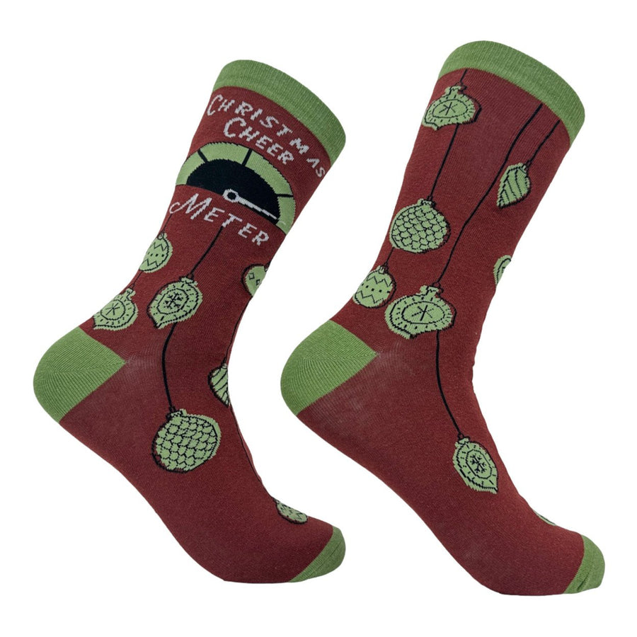 Womens Christmas Cheer Meter Socks Funny Cute Xmas Holiday Season Lovers Footwear Image 1