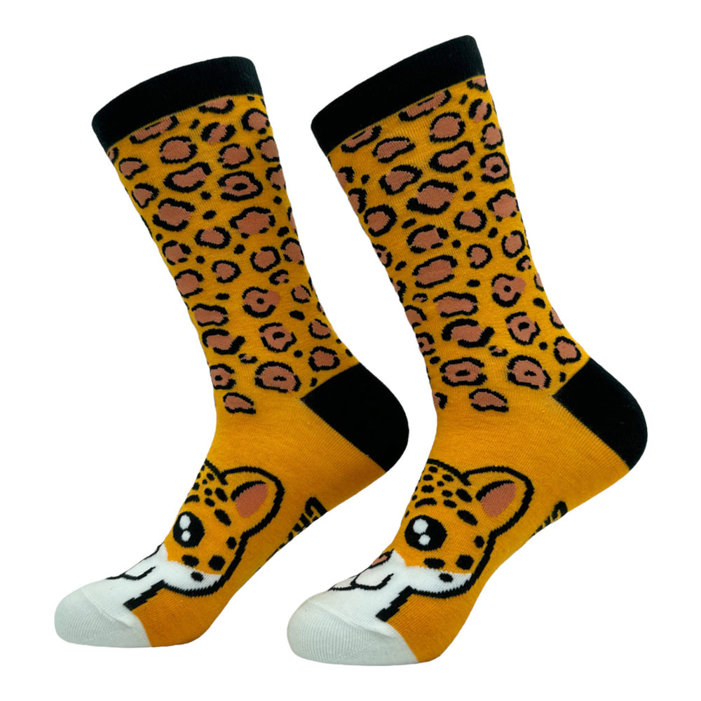 Womens Cheetah Socks Funny Cute Leopard Print Footwear Image 2