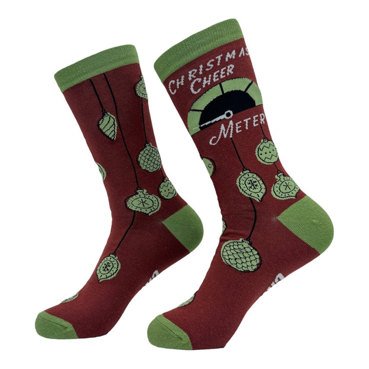 Womens Christmas Cheer Meter Socks Funny Cute Xmas Holiday Season Lovers Footwear Image 2