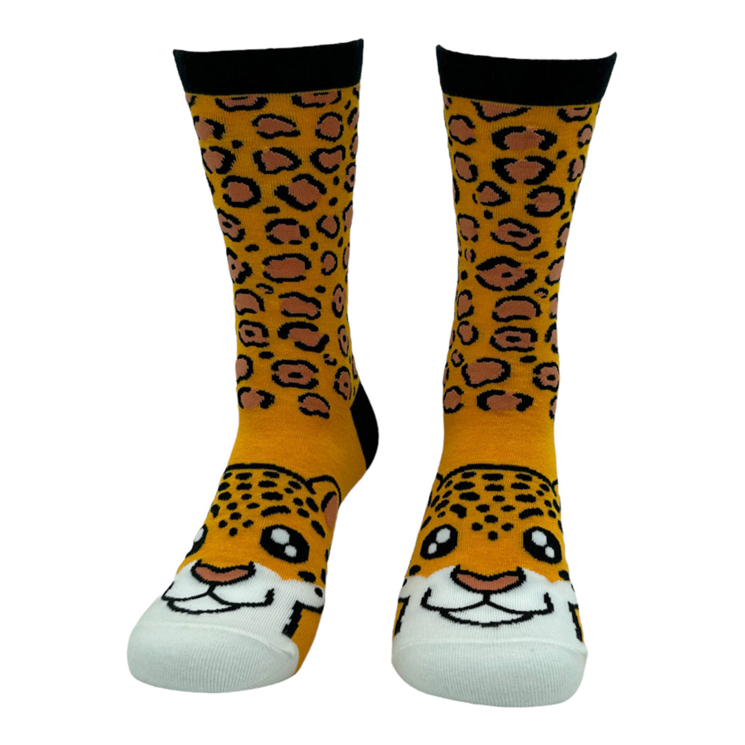 Womens Cheetah Socks Funny Cute Leopard Print Footwear Image 4