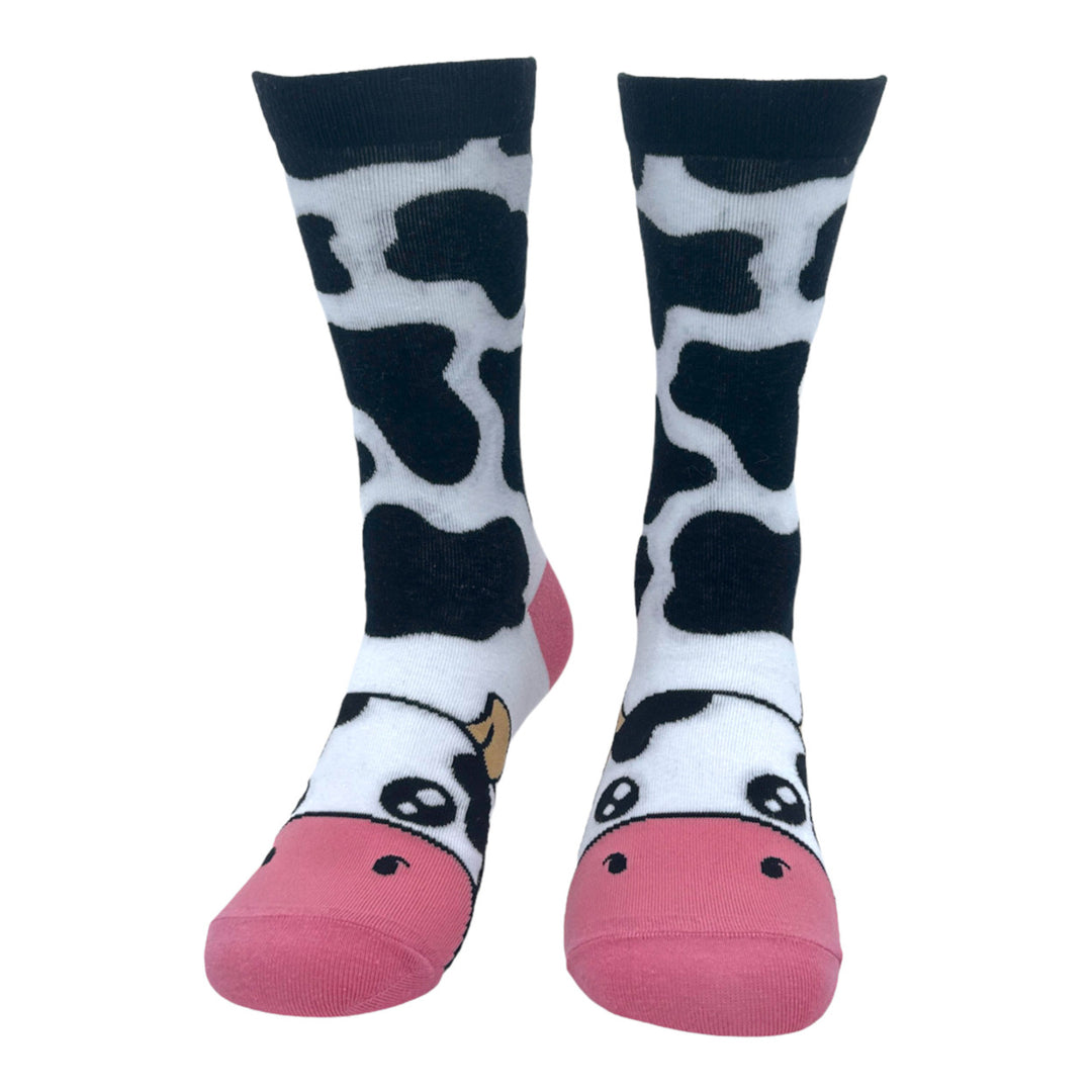 Womens Cow Socks Funny Cute Adorable Milking Moo Cattle Footwear Image 4