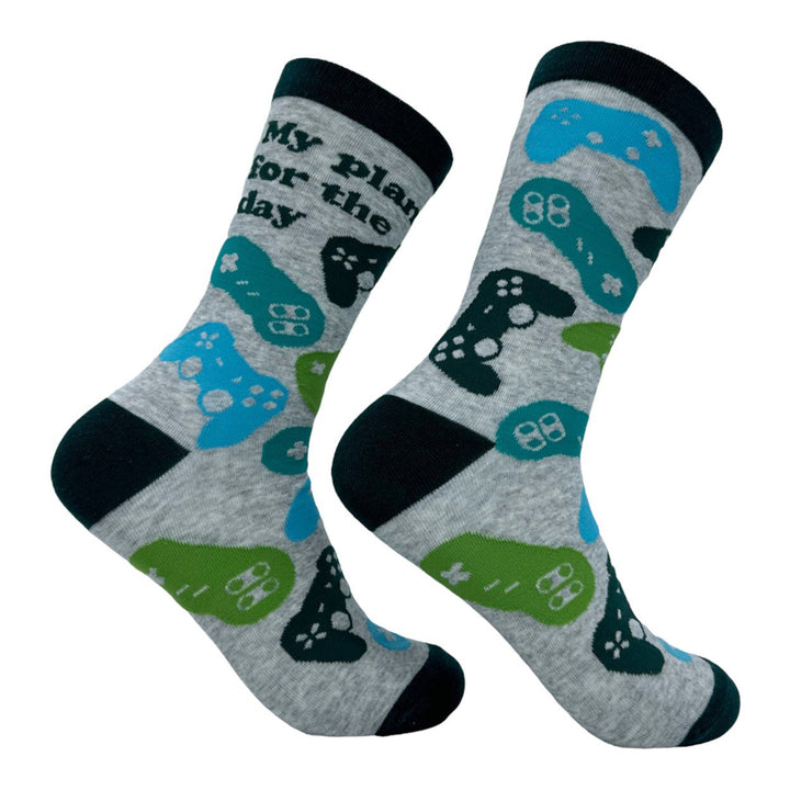 Womens My Plan For The Day Socks Funny Video Game Controller Footwear Image 1