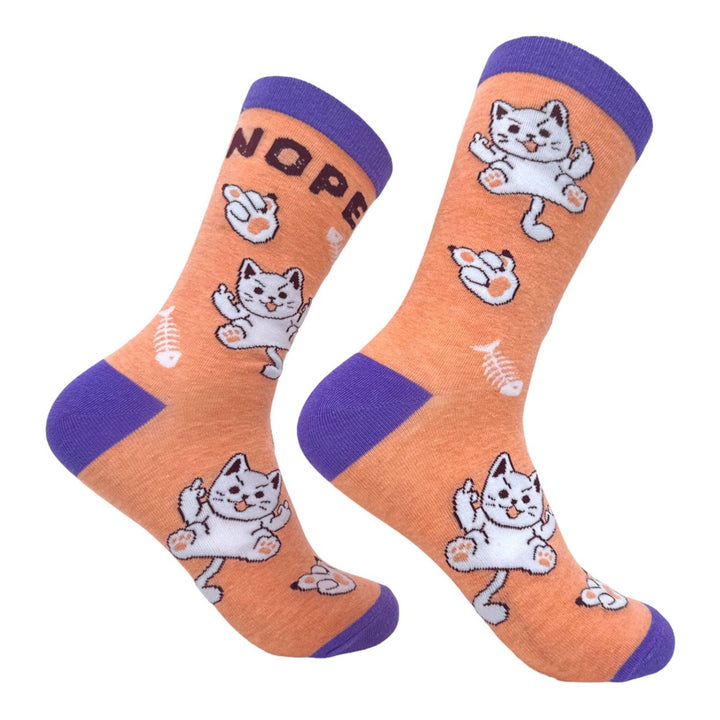 Womens Nope Cat Socks Funny Offensive Kitten Middle Finger Novelty Footwear Image 1