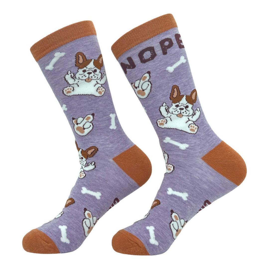 Womens Nope Dog Socks Funny Offensive Puppy Pet Middle Finger Footwear Image 2