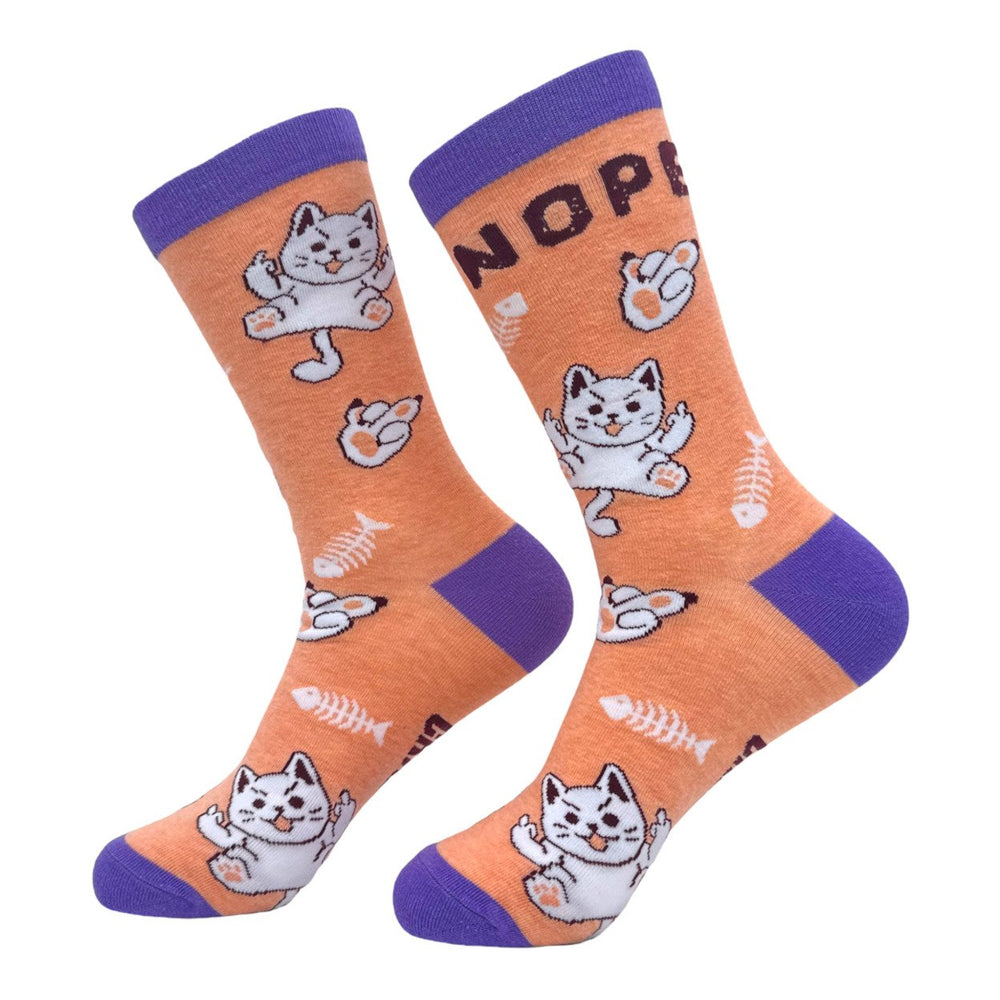 Womens Nope Cat Socks Funny Offensive Kitten Middle Finger Novelty Footwear Image 2