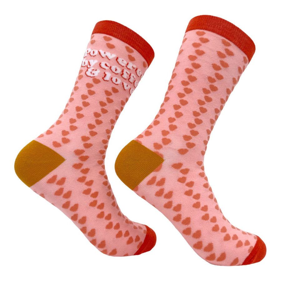 Womens Powered By Coffee And Love Socks Funny Cute Footwear Image 1