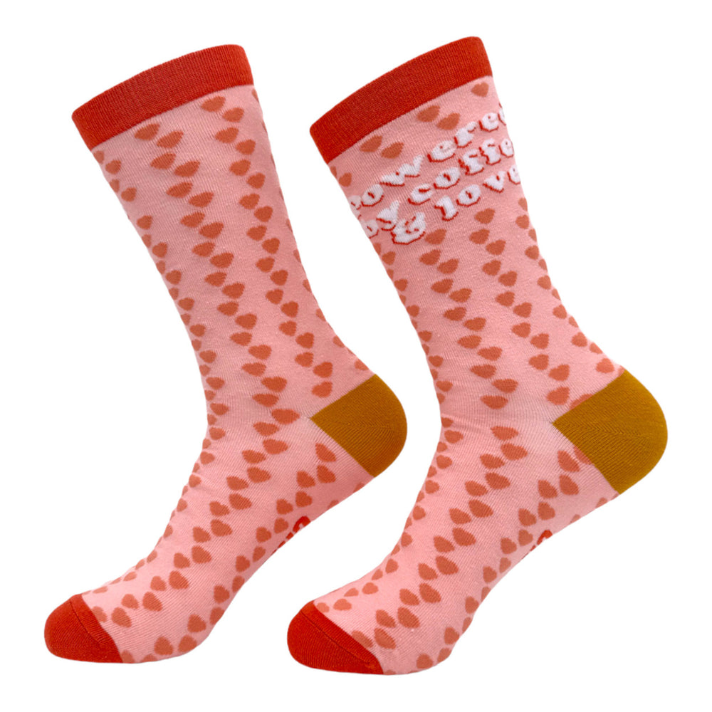 Womens Powered By Coffee And Love Socks Funny Cute Footwear Image 2