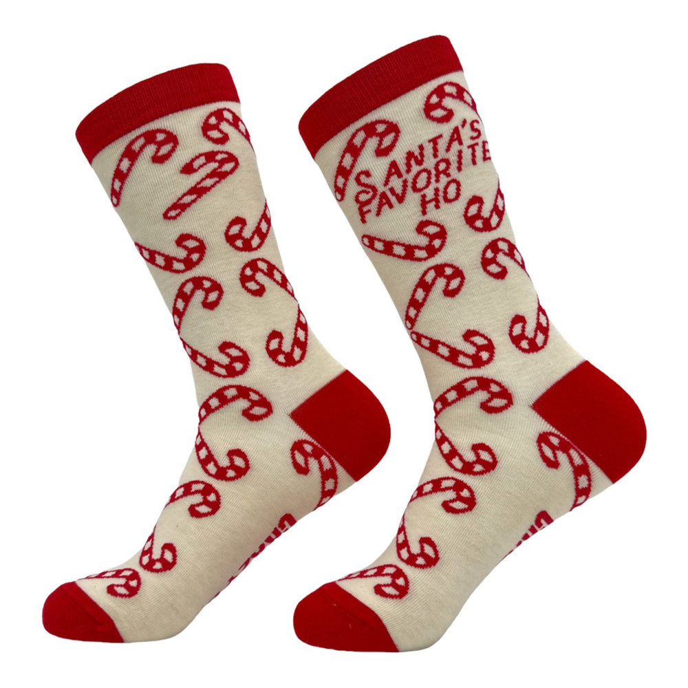 Womens Santas Favorite Ho Socks Funny Offensive Xmas Novelty Footwear Image 2