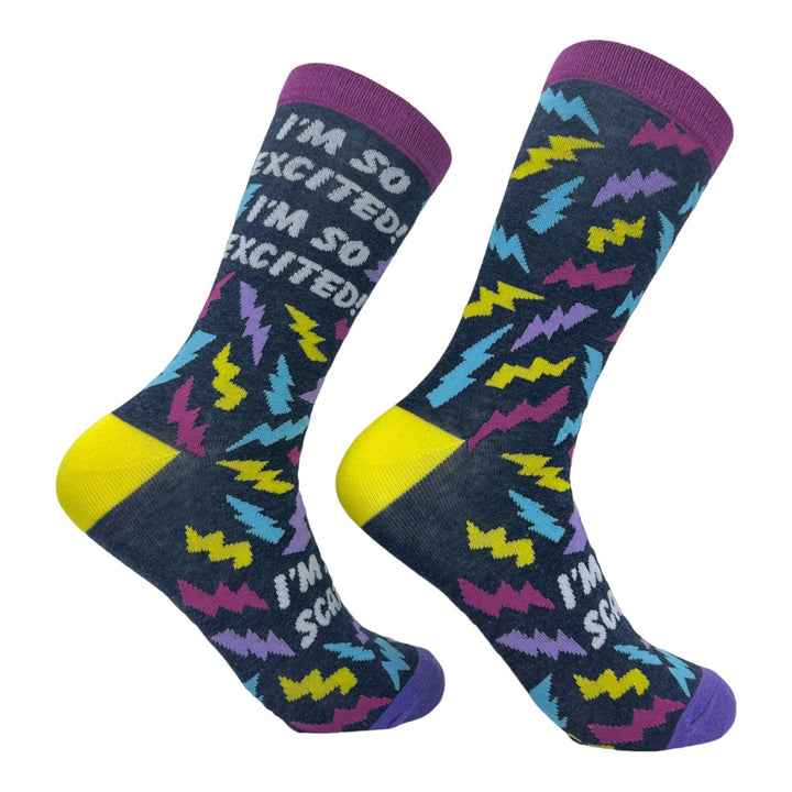 Womens Im So Excited Im So Scared Socks Funny Thrilled Panicking Footwear Image 1