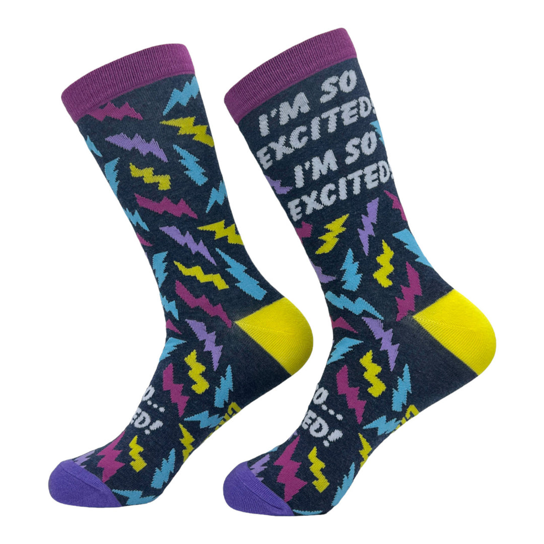 Womens Im So Excited Im So Scared Socks Funny Thrilled Panicking Footwear Image 2