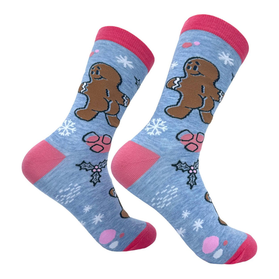 Womens Gingerbread Man Butt Socks Funny Naughty Xmas Treat Footwear Image 1