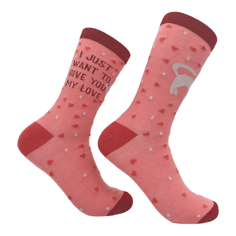 Womens I Just Want To Give You My Love Socks Funny Kitten Footwear Image 1