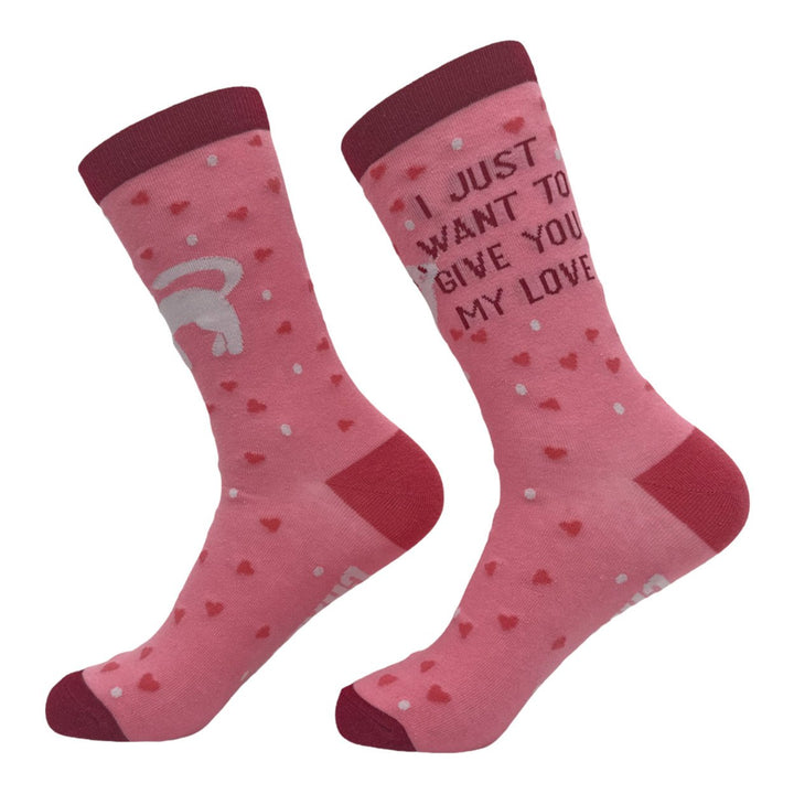 Womens I Just Want To Give You My Love Socks Funny Kitten Footwear Image 2