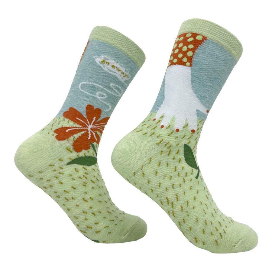 Womens Go Away Gardening Socks Funny Cute Nature Flower Picking Footwear Image 1