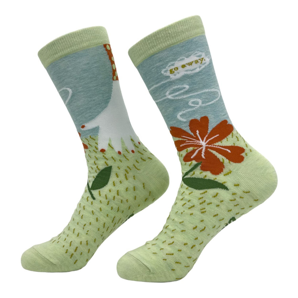 Womens Go Away Gardening Socks Funny Cute Nature Flower Picking Footwear Image 2