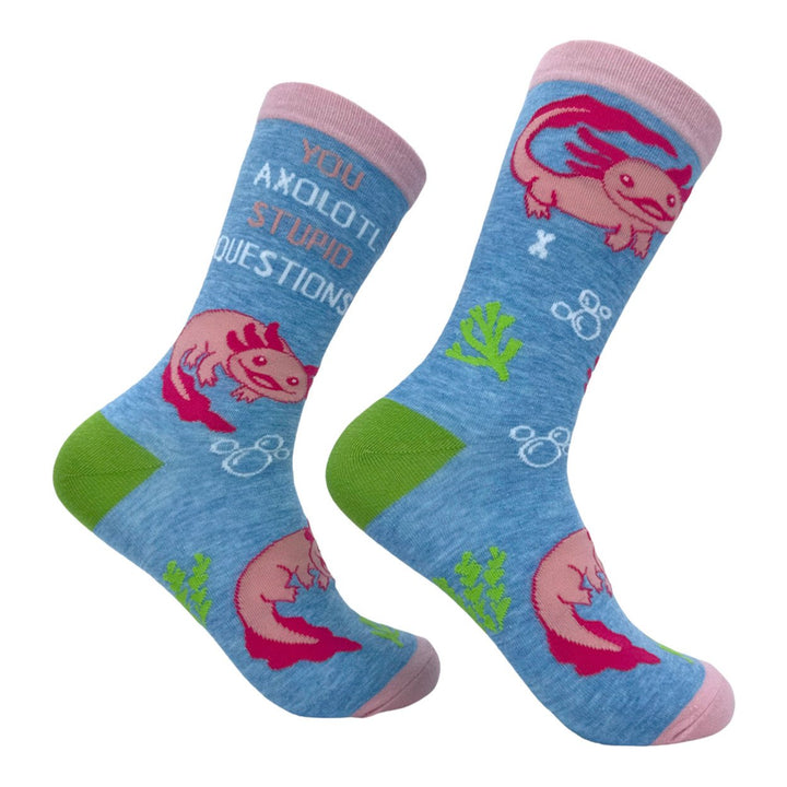 Womens You Axolotl Stupid Questions Socks Funny Cute Salamander Joke Footwear Image 1