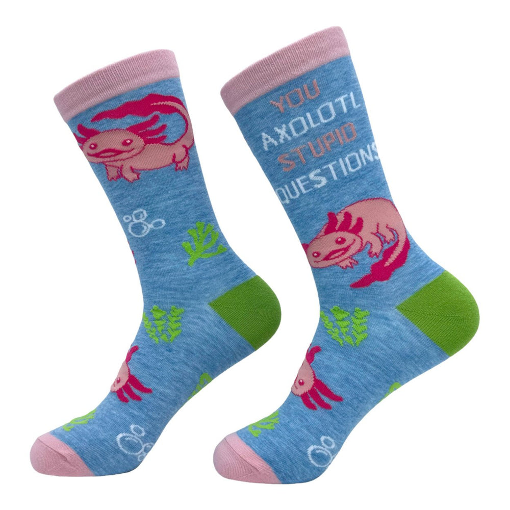 Womens You Axolotl Stupid Questions Socks Funny Cute Salamander Joke Footwear Image 2