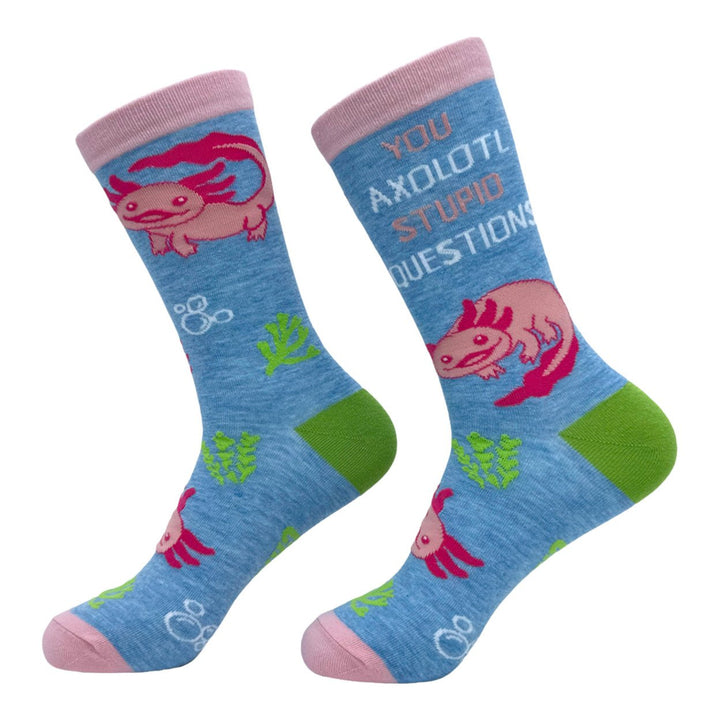 Womens You Axolotl Stupid Questions Socks Funny Cute Salamander Joke Footwear Image 2