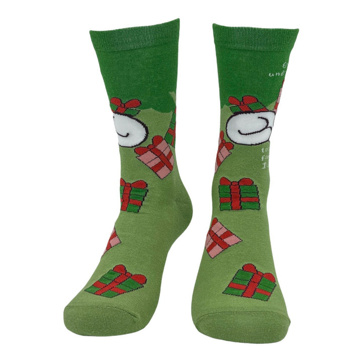 Womens Gonna Lay Under The Tree To Remind My Family I Am A Gift Socks Funny Xmas Kitten Footwear Image 4