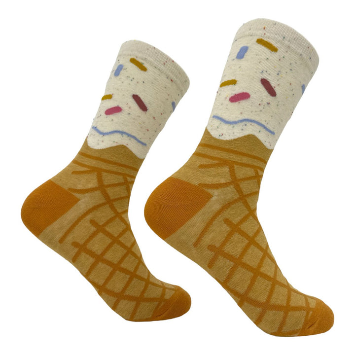 Womens Ice Cream Cone Socks Funny Cute Sweet Dessert Lovers Footwear Image 1