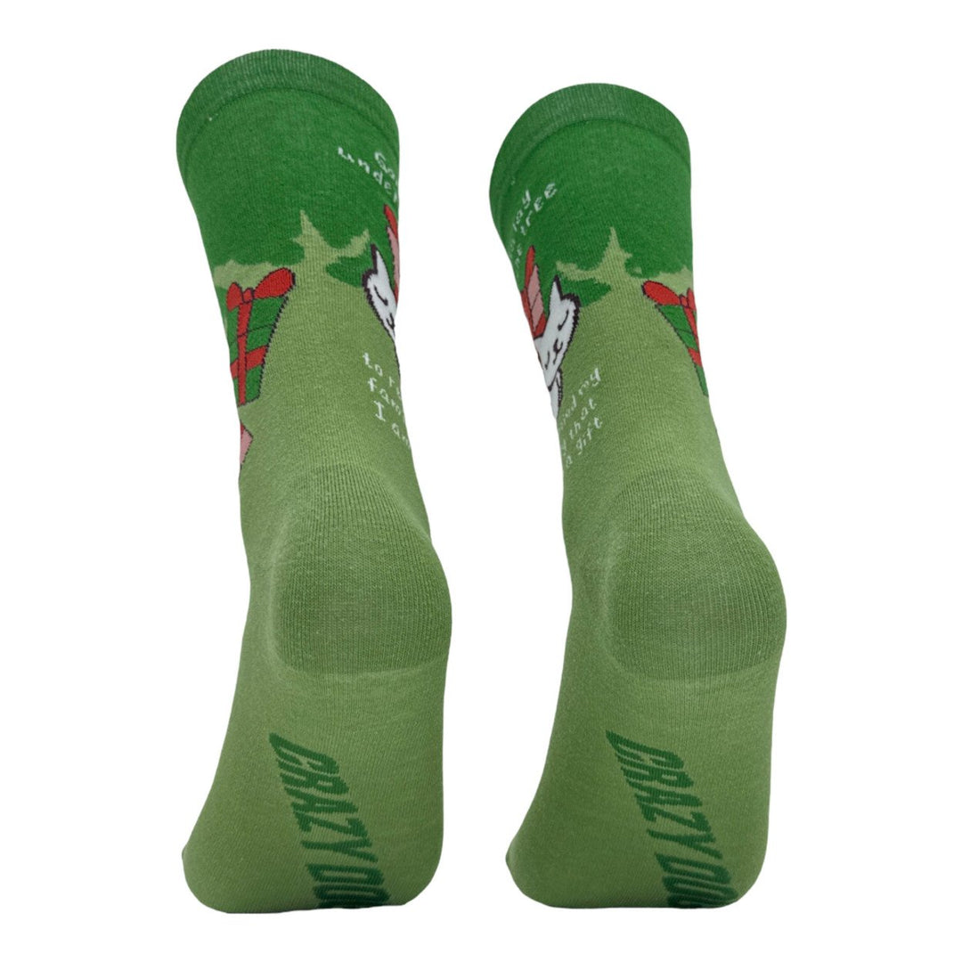 Womens Gonna Lay Under The Tree To Remind My Family I Am A Gift Socks Funny Xmas Kitten Footwear Image 6