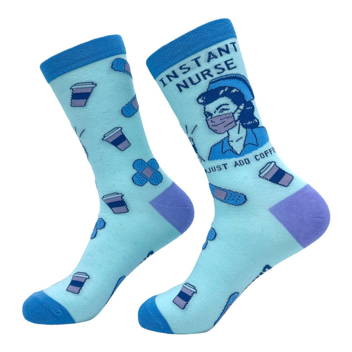 Womens Instant Nurse Just Add Coffee Socks Funny Nursing Caffeine Lovers Footwear Image 2