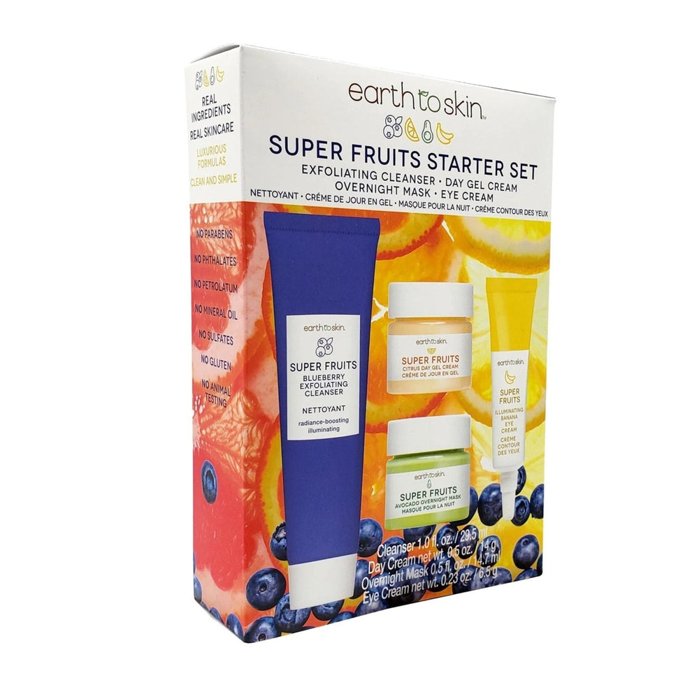 Earth to Skin Super Fruits Starter Kit - Blueberry Exfoliating Cleanser, Citrus Day Cream, Avocado Overnight Mask & Image 2