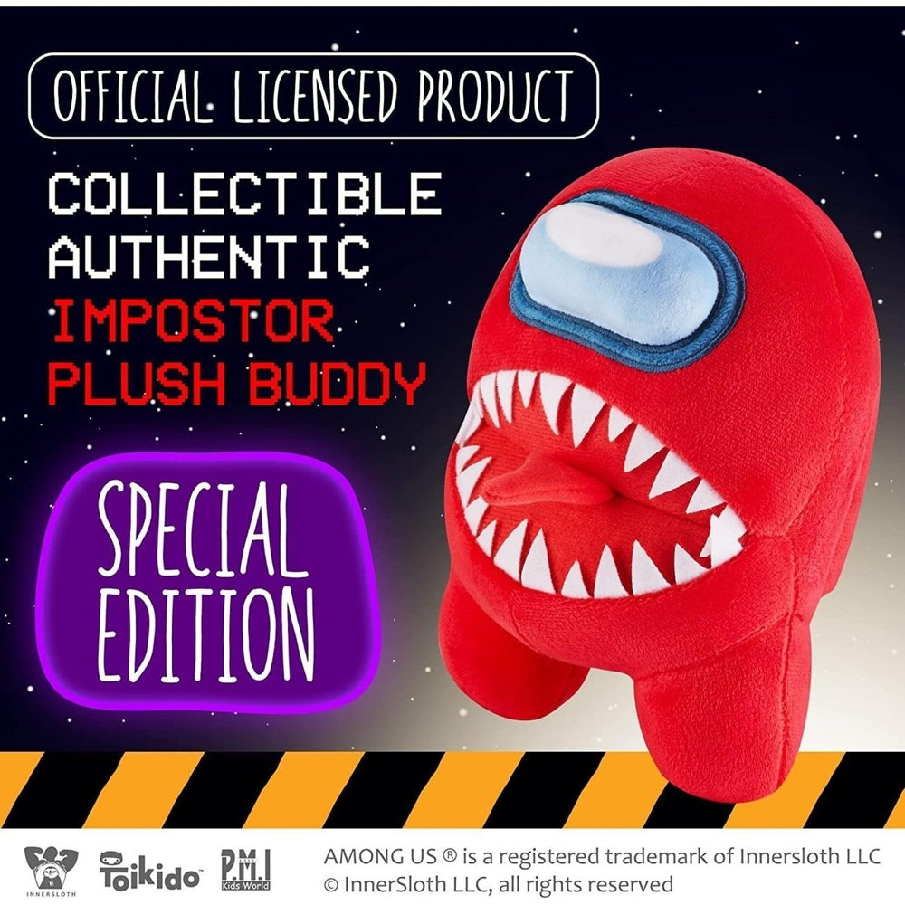 Among Us Plush Red Impostor Teeth Tongue Sticking Out 7" Character Doll PMI International Image 2