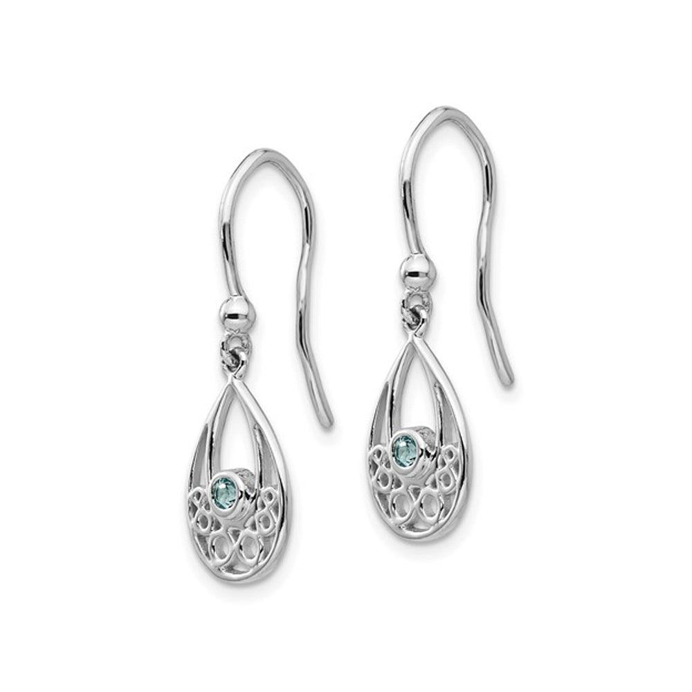 1/10 Carat (ctw) Blue Topaz Dangle Drop Earrings in Sterling Silver Image 2