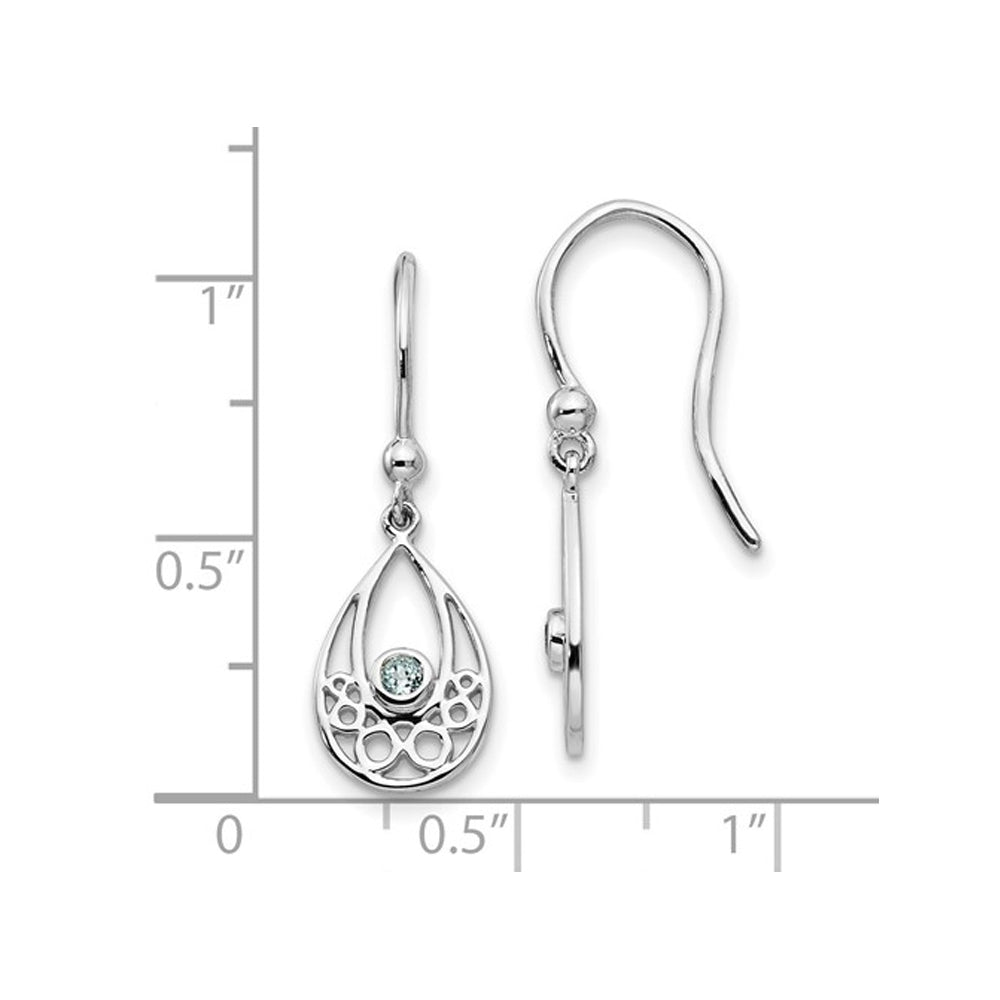 1/10 Carat (ctw) Blue Topaz Dangle Drop Earrings in Sterling Silver Image 4