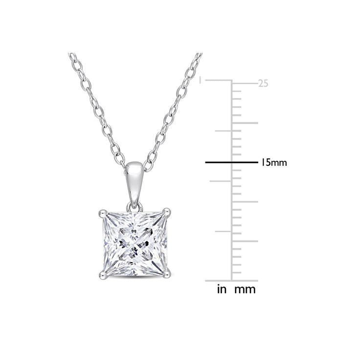 3.00 Carat (ctw) Lab-Created Moissanite Princess-Cut Solitaire Pendant Necklace in Sterling Silver with Chain (8mm) Image 4