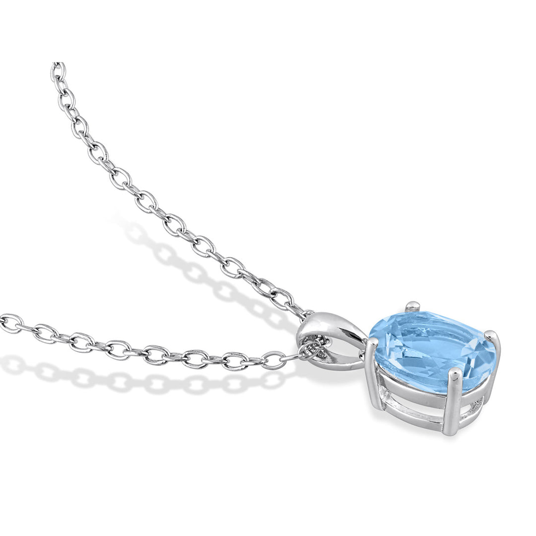 2.50 Carat (ctw) Blue Topaz Solitaire Oval Pendant Necklace in Sterling Silver with Chain Image 3